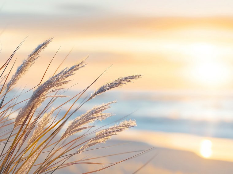 Heller Strand mit Morgenlicht