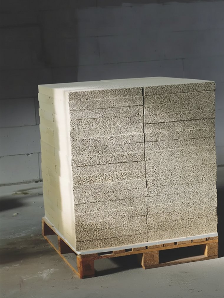 LIQUID PORE Mineraldämmplatten aufeinandergetapelt